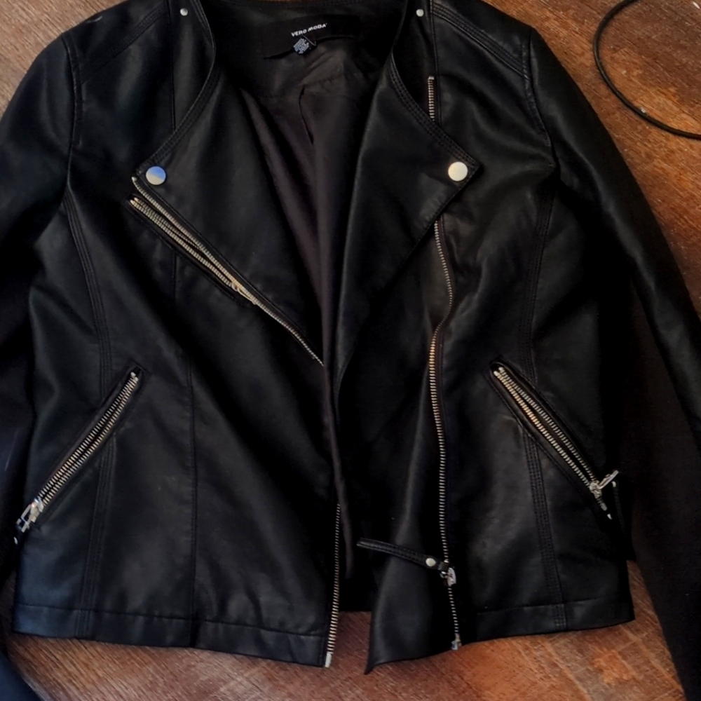 Black Vero Moda Faux Leather Jacket Size M.